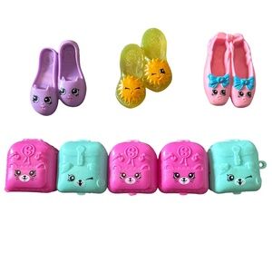 Shopkins Lot Backpacks & Shoes Accessories Pink Teal Purple 8 Pieces